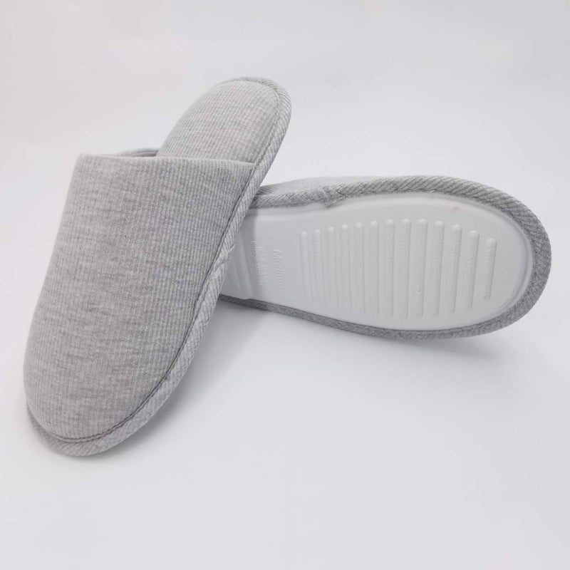 ofoot Men's Organic Cotton Cozy Indoor Slippers, Memory Foam House Flat,Washable Slip on Home Shoes(Grey,US 9-10) - Image 3
