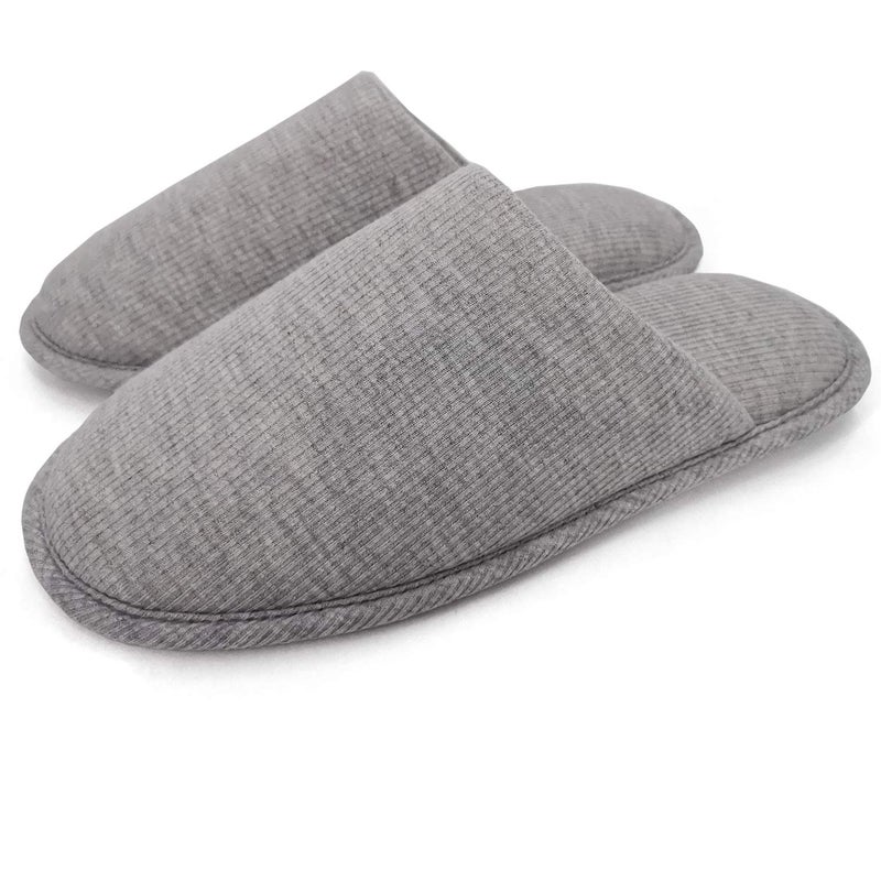 ofoot Men's Organic Cotton Cozy Indoor Slippers, Memory Foam House Flat,Washable Slip on Home Shoes(Grey,US 9-10) - Image 1