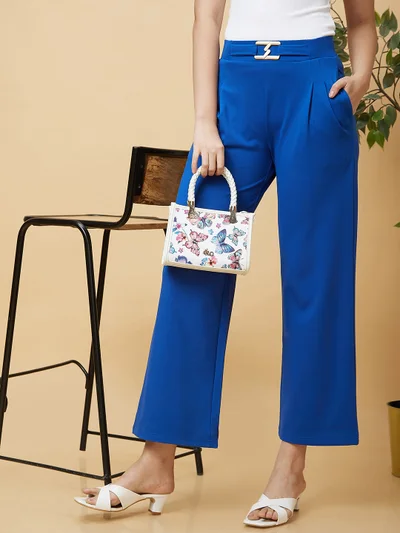 globus Women Loose Fit High-Rise Pleated Trousers