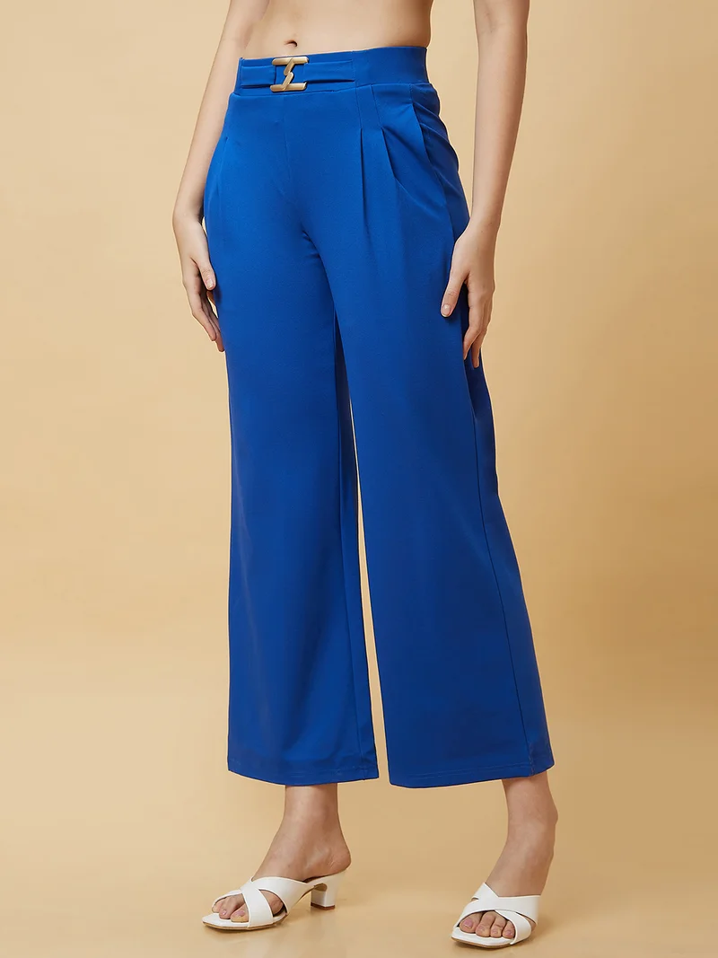 globus Women Loose Fit High-Rise Pleated Trousers
