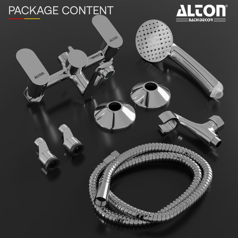 Alton ALTON AXN9495 Brass Wall Mixer With 5Function Hand Shower SS304 Grade 15 Meter Tube and Crutch Chrome Finish  - Image 3