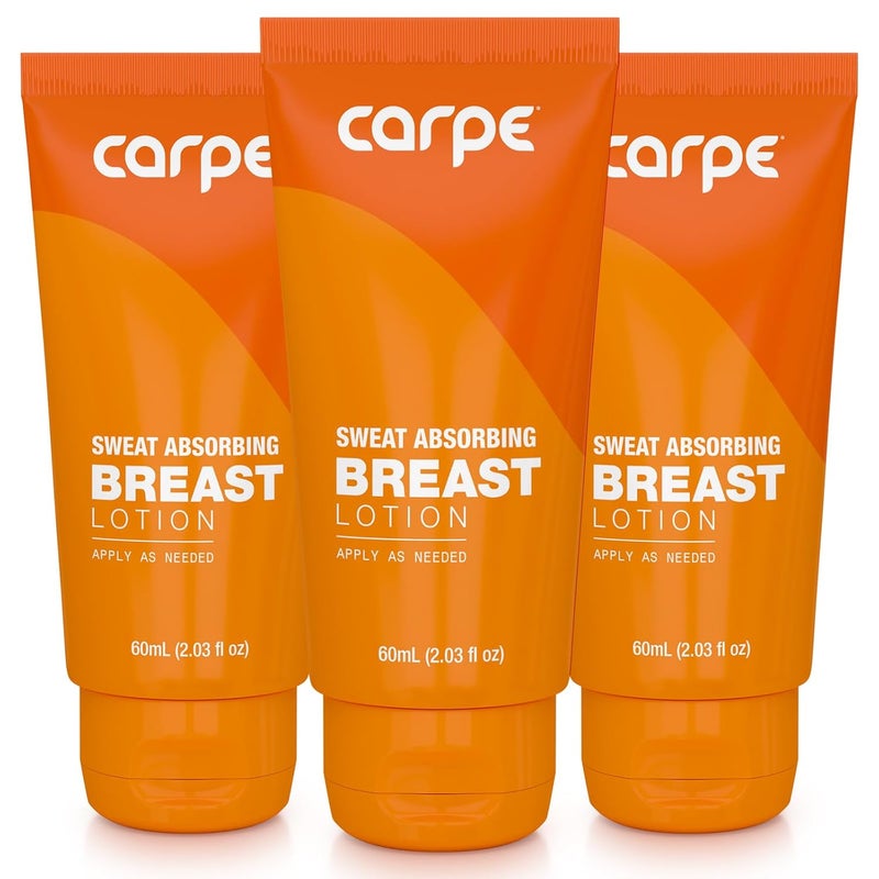Carpe Carpe NoSweat Breast Pack of 3  Helps Keep Your Breasts and Skin Folds Dry  Sweat Absorbing Lotion  Helps Control Under Breast Sweat  Great For Chafing and Stain Prevention