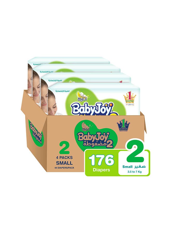BabyJoy Baby Diapers, Size 2, 3.5 - 7 Kg, 176 Count (44 x 4) - Compressed, Breathable Material - Image 1