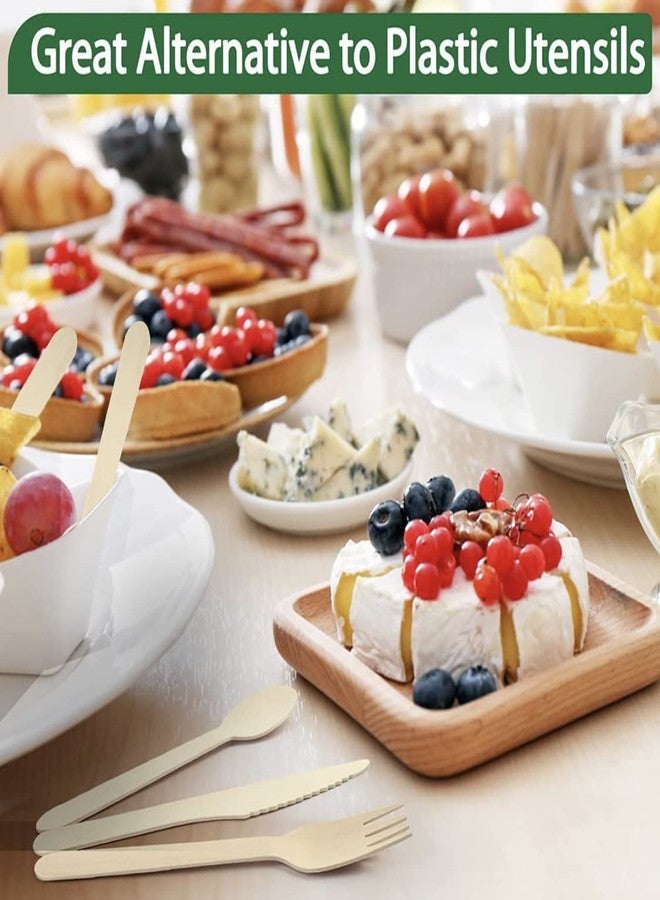 Funiverse Bulk Jumbo 300 Piece Disposable Wooden Pic Nic Cutlery Party Tableware Assortment - Eco Friendly and Bio-Degradeable - 100 Pieces of Each - Image 5