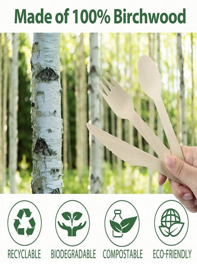 Funiverse Bulk Jumbo 300 Piece Disposable Wooden Pic Nic Cutlery Party Tableware Assortment - Eco Friendly and Bio-Degradeable - 100 Pieces of Each - Image 4