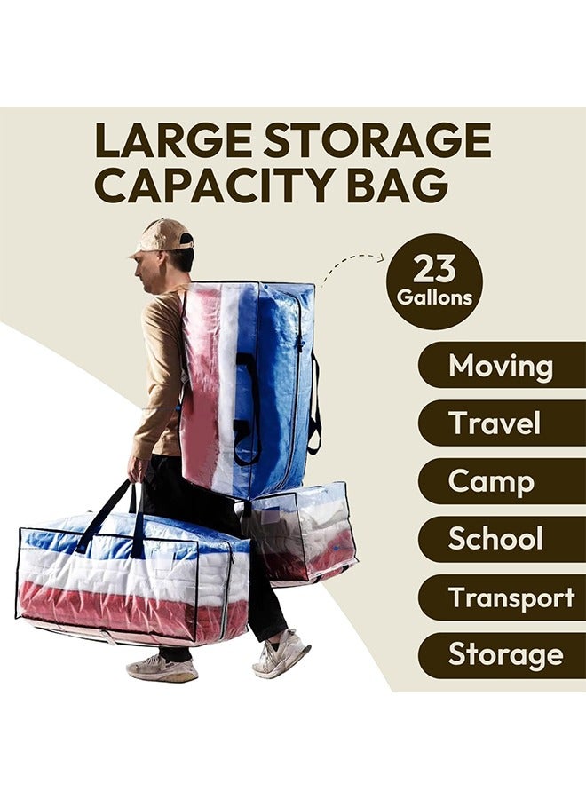 MVAQKLM  3-Pack XL Clear Moving Bags with Backpack Straps, Strong Handles, Zippers | Space-Saving, Heavy-Duty Storage Totes for Moving, Camping, Travel | 74x34x36cm - Image 4