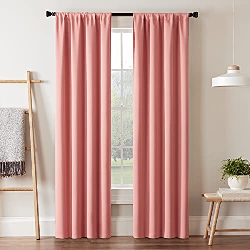 Eclipse Blackout Curtains for BedroomDarrell 37 x 95 Insulated Darkening Single Panel Rod Pocket Window Treatment Living Room Coral
