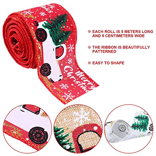 BAOTUJIA 3 Rolls Xmas Ribbon Fabric for Gift Wrapping, Christmas Ornaments Items, Gift Bows, Christmas Tree Decorations Material - Image 3
