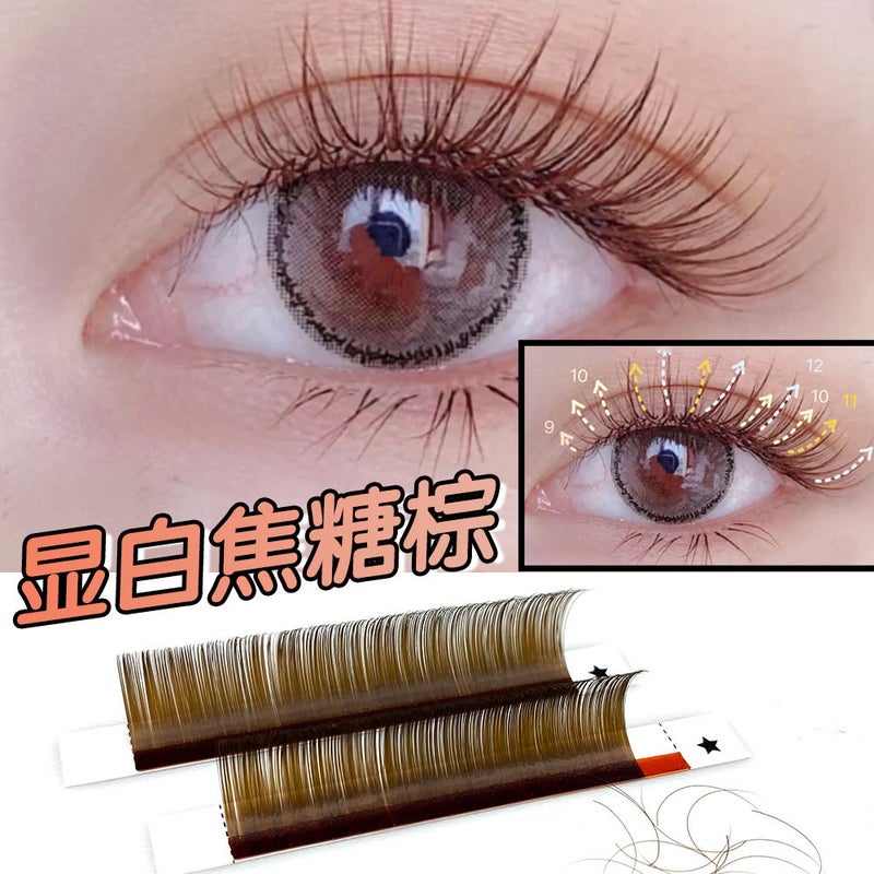 Caramel Grafting Eyelash Single Take Brown Round Hair Naturally White Super Soft Silk Protein False Eyelash - Image 4