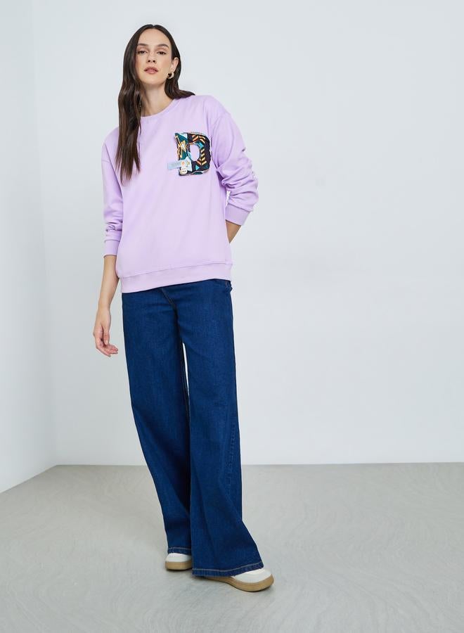 Take Two Women's 3D Printed Decor Round Neck Long Sleeve Sweatshirt - Image 2