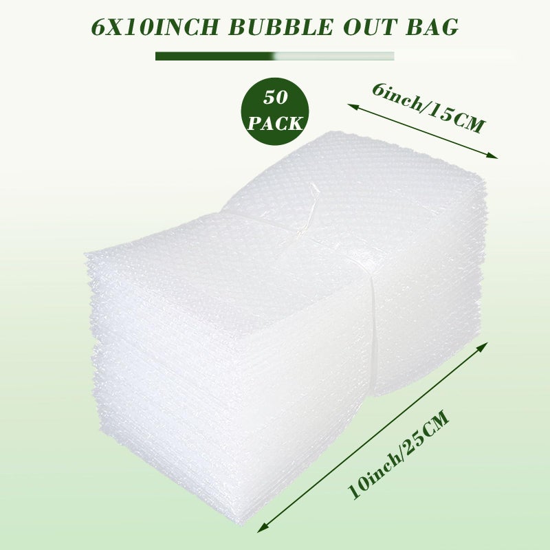 High-PQ 50 Pcs Bubble Pouch Wraps  6''X10'' Clear Bubble Out Bags For Packing  Double Walled Cushioning Bags For Shipping  Storage And Moving - Image 2