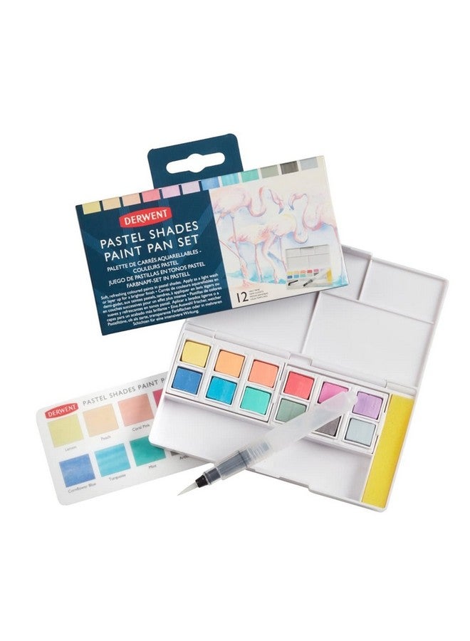 ديروينت مجموعة طلاء ظلال الباستيل ذات جودة احترافية وألوان طويلة الأمد ولوحة ألوان مصبوغة للغاية تتضمن مجموعة السفر المحمولة 12 مقلاة طلاء ولوحات خلط فرشاة مائية صغيرة إسفنجة - Image 3