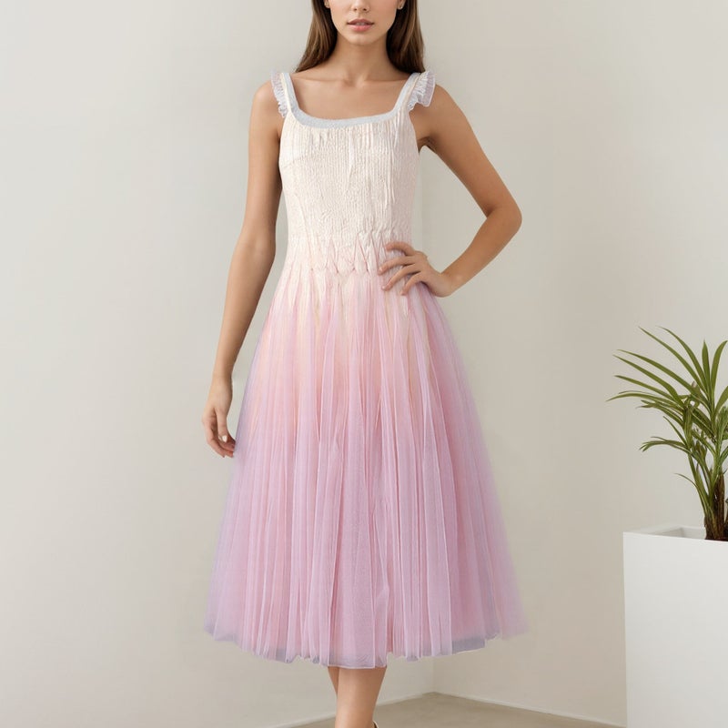 Women's Lace Patchwork Ombre Maxi Dress, Spring 2025 - Image 4