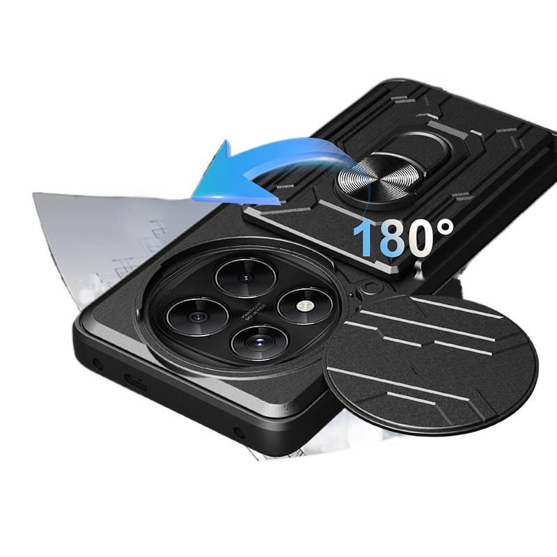غطاء MagSafe بTPU + PC باللون أسود مغناطيسي بوظيفة حامل من مادة TPU لـ Redmi Note 14 Pro مع مغناطيس قوي وحماية من السقوط مع مقاوم للصدمات مع حامل قائم مع حامل بطاقات للتخزين العملي - Image 5