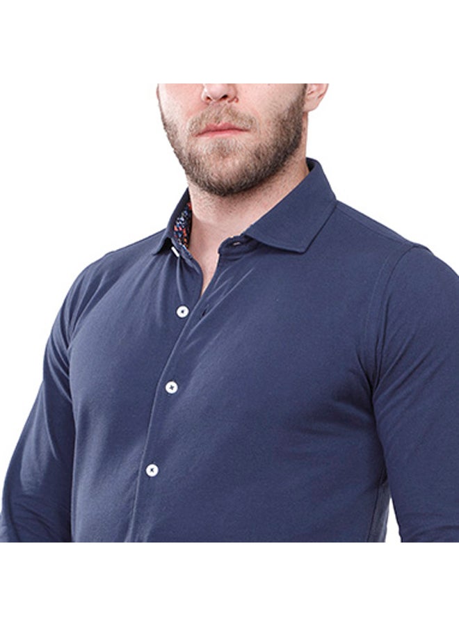 Coup COUP Slim Basic Shirt For Men - Navy - S - Image 2