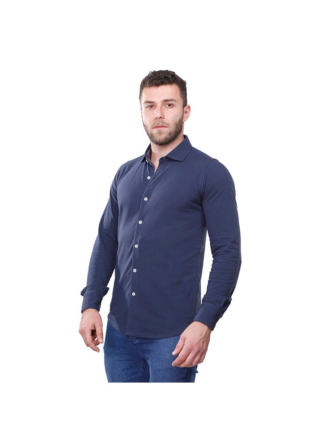 Coup COUP Slim Basic Shirt For Men - Navy - S - Image 4