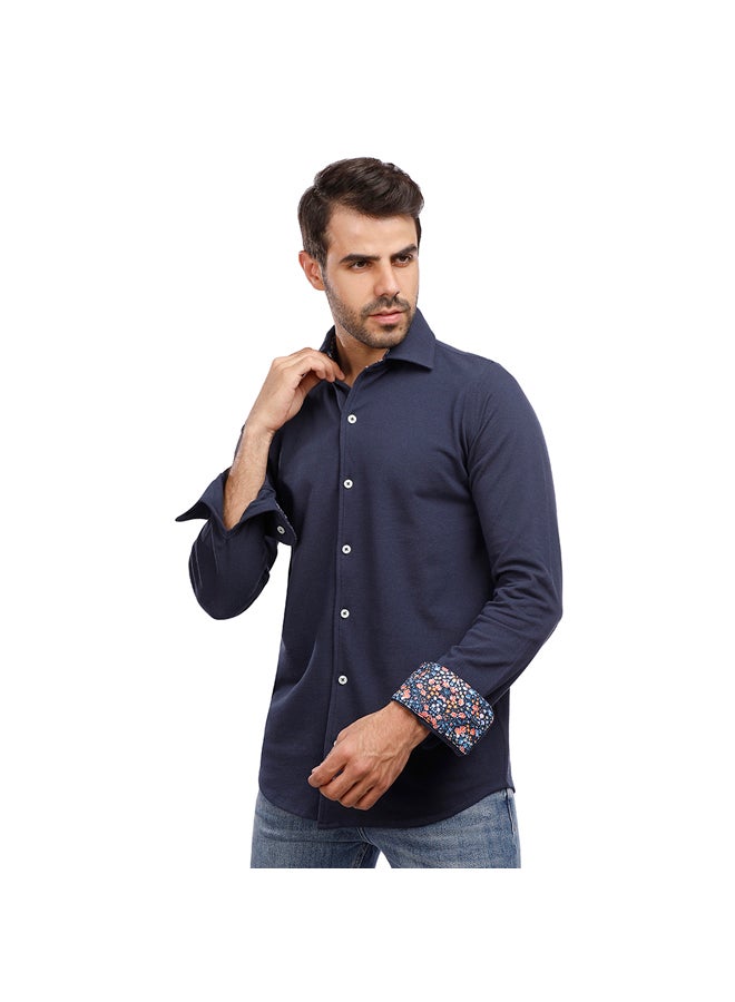 Coup COUP Slim Basic Shirt For Men - Navy - S - Image 1
