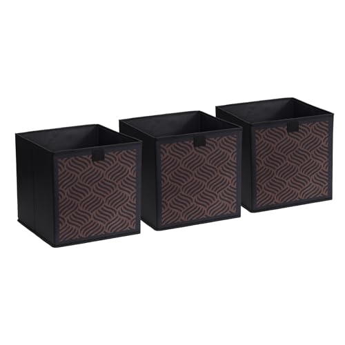 EITMOW Storage Baskets 118Inch Vintage Style Fabric Bins Foldable Organizer Cubes in Mottled Brown Tones Storage Bins with Reinforced Handles for Closet Shelves and Home Decor Coffee Silk PrintCCC - Image 1