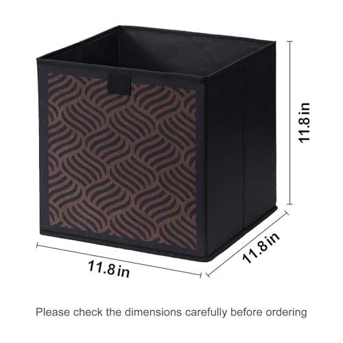 EITMOW Storage Baskets 118Inch Vintage Style Fabric Bins Foldable Organizer Cubes in Mottled Brown Tones Storage Bins with Reinforced Handles for Closet Shelves and Home Decor Coffee Silk PrintCCC - Image 3