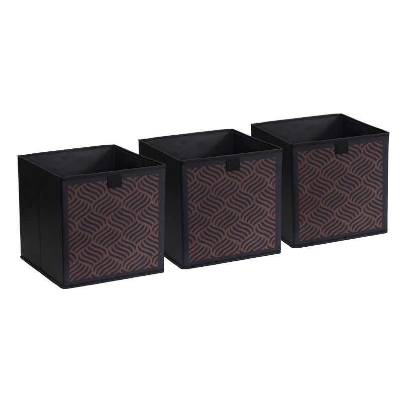 EITMOW Storage Baskets 118Inch Vintage Style Fabric Bins Foldable Organizer Cubes in Mottled Brown Tones Storage Bins with Reinforced Handles for Closet Shelves and Home Decor Coffee Silk PrintCCC - Image 2