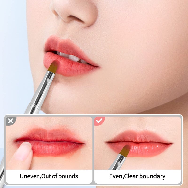 Unaone [2 Pack] Lip Brush for Lipstick, Retractable Lip Brushes, Dual-ended Makeup Brush for Lipstick Lip Gloss, Include Lid Silver and Green - Image 3