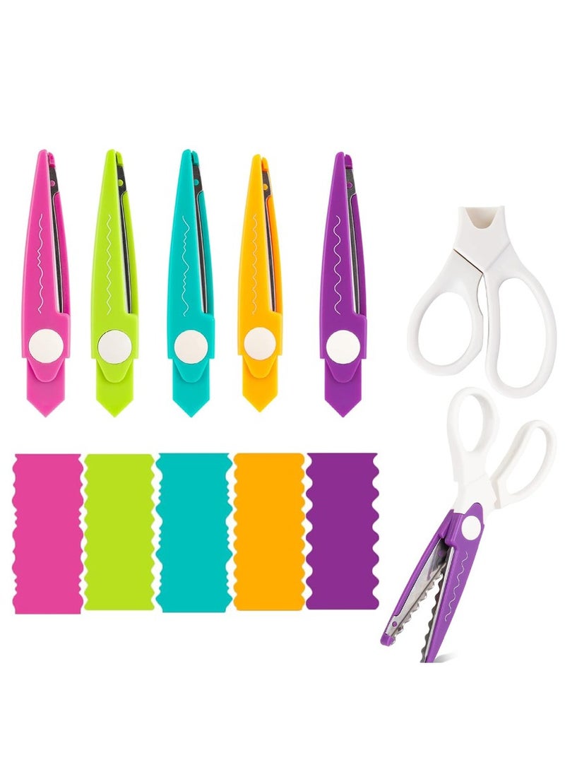 CMGTYYD 6Pcs/Set Craft Scissors Decorative Paper Edge Scissors with Storage Box Set, 5 Kinds Zig Zag Edges Scissors Great for DIY Projects Paper Card,Photo, Scrapbook,Office School Home Manual  - Image 1