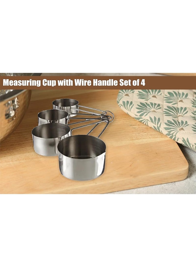Dynore طقم داينور مكون من 4 أكواب قياس بمقبض سلكي (ستانلس ستيل) - Image 4