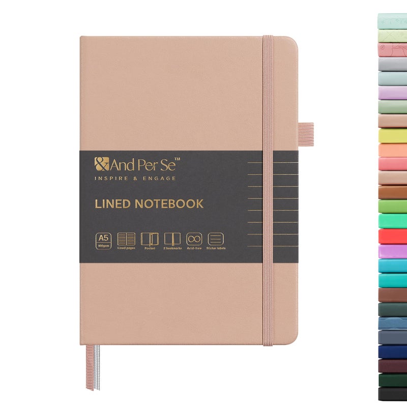&And Per Se ⩓ Per Se Lined Journal Notebook, 160 Pages, A5 5.7 x 8 inches College Ruled Thick Paper Notebook Journals for Writing, Hardcover Notebooks for Women Men Office School (1 Pack, Apricot) - Image 1