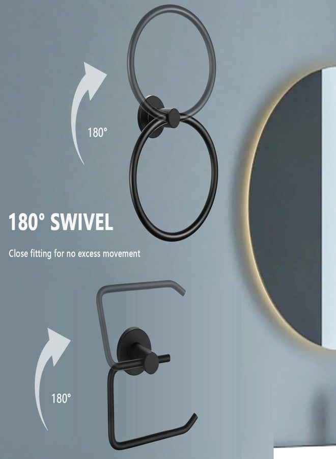 WOOPHEN Towel Ring and Toilet Paper Holder Set, Stainless Steel Bath Towel Hanger and Tissue Roll Holders, Bathroom Hardware Accessories Wall Mounted 2 Pieces (Matte Black) - Image 5