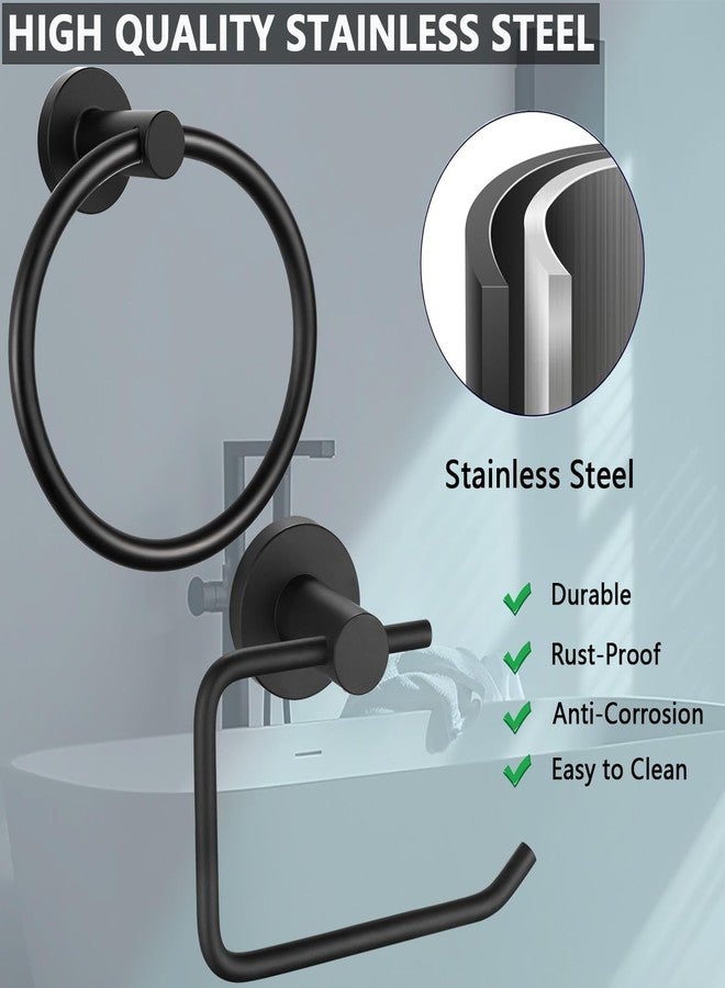 WOOPHEN Towel Ring and Toilet Paper Holder Set, Stainless Steel Bath Towel Hanger and Tissue Roll Holders, Bathroom Hardware Accessories Wall Mounted 2 Pieces (Matte Black) - Image 4