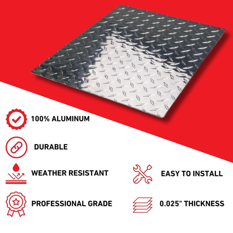 EAGLE 1 -0.025 (Thin) 10 FT Embossed Aluminum Diamond Checker Plate Sheets/Rolls (Multiple Sizes and Colors) - (2in. X 10ft, Black) - Image 3