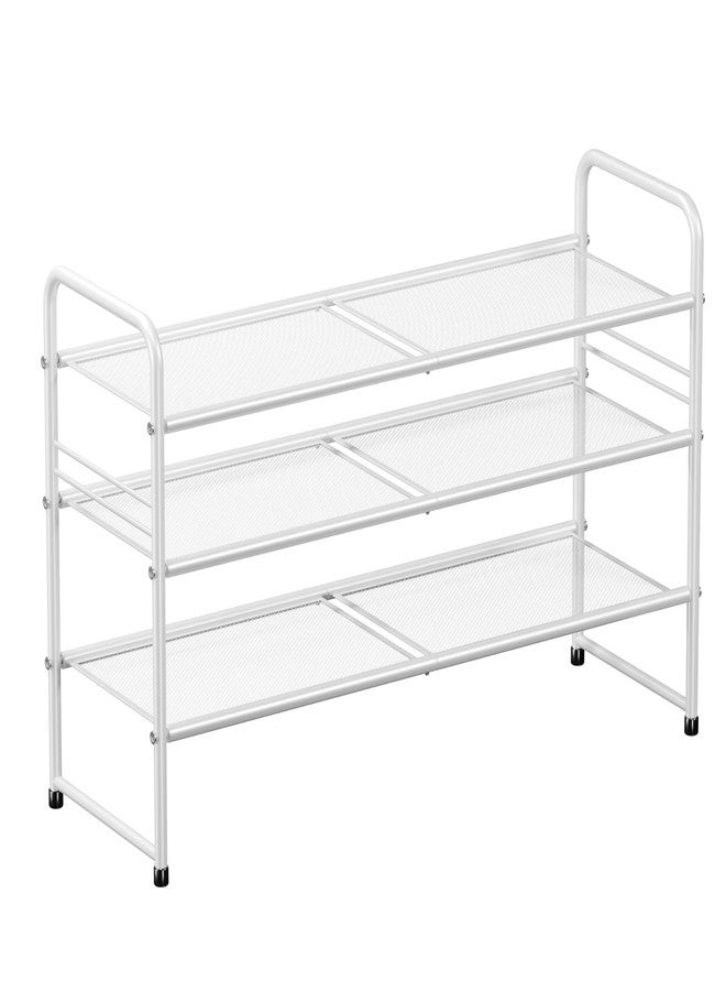 SUFAUY 3-Tier Mesh Shoe Rack, Closet Metal 33" Wide Shoe Shelf Heavy Duty, White - Image 1