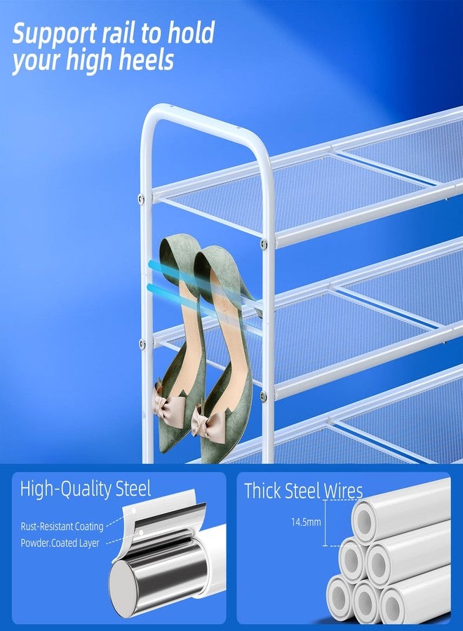 SUFAUY 3-Tier Mesh Shoe Rack, Closet Metal 33" Wide Shoe Shelf Heavy Duty, White - Image 5