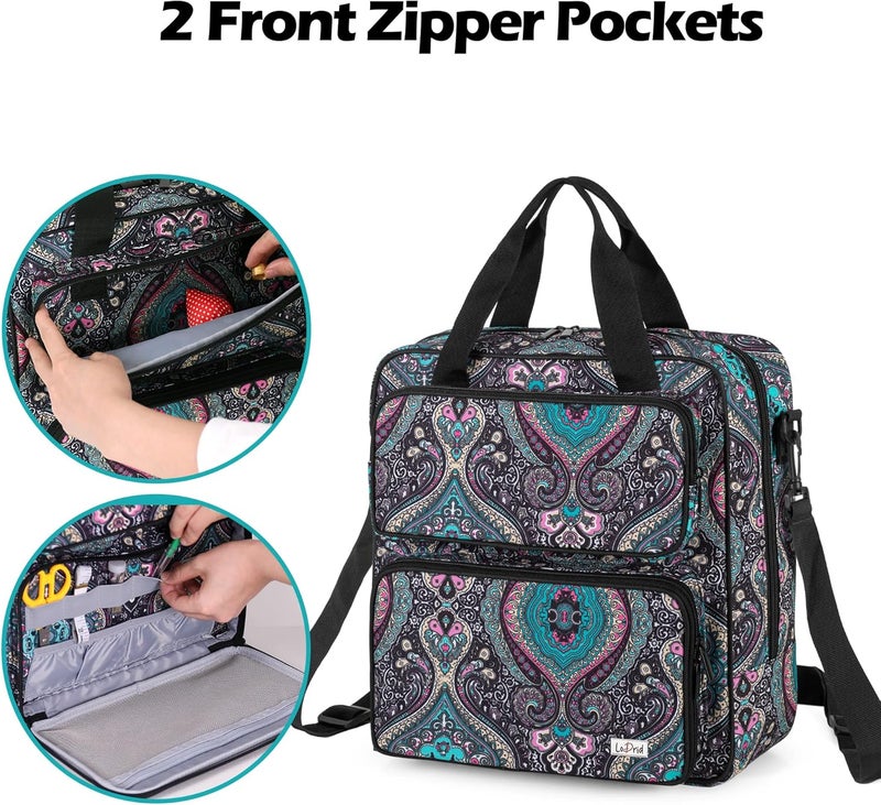LoDrid Embroidery Storage Bag, Embroidery Project Carry Case, Portable Bag for Embroidery Kit, Craft Supplies & Cross Stitch Kits Tools, with Handles and Shoulder Strap, Totem, Bag Only - Image 3