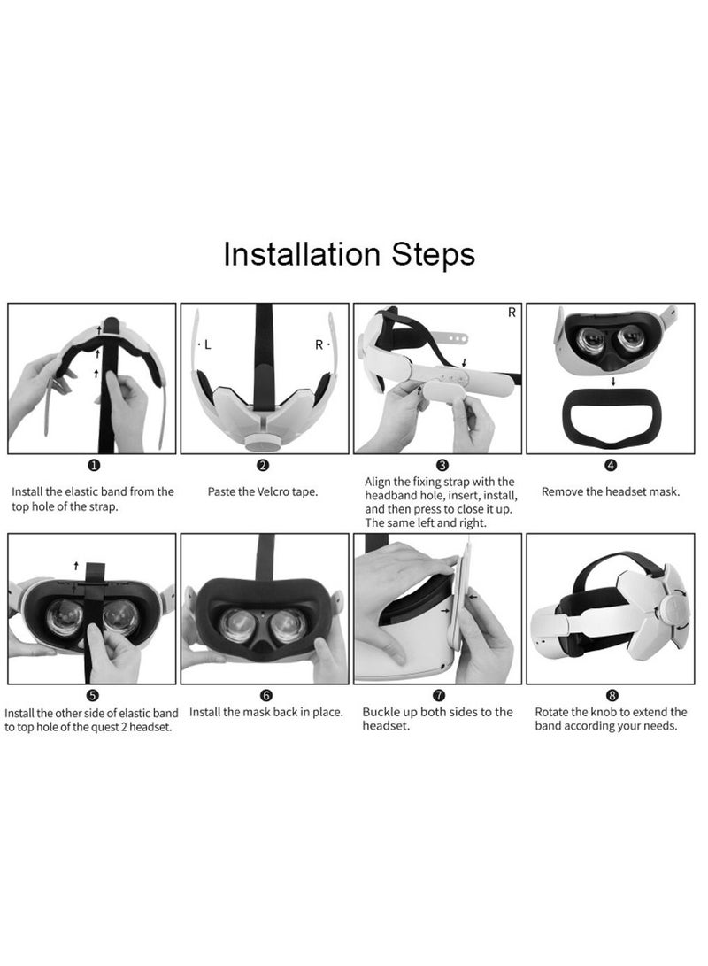 Adjustable Headband Compatible for Meta Quest 2 Oculus Quest 2 with Head Cushion Replacement for Elite Strap Comfortable Protective Head Strap Reduce Pressure White - Image 5