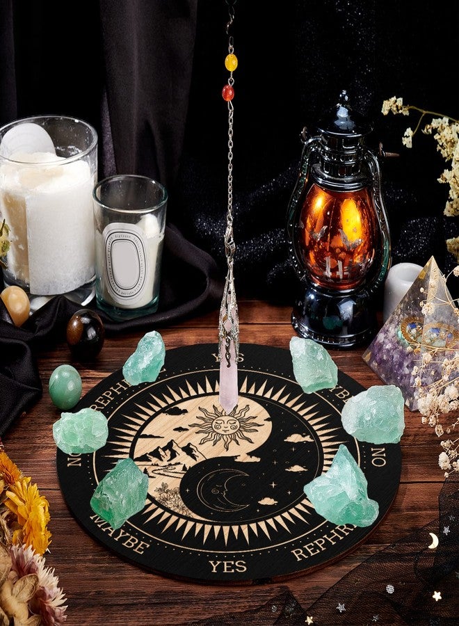ORIGACH 7.9" Sun and Moon Pendulum Board Wooden Witchcraft Divination Board with Crystal Dowsing Pendulum for Spirit Altar Decoration - Image 4