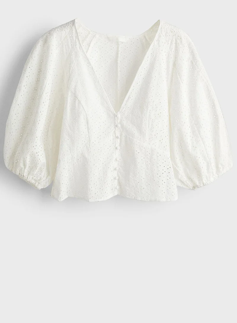 اتش اند ام Puff Sleeve Button Down Top