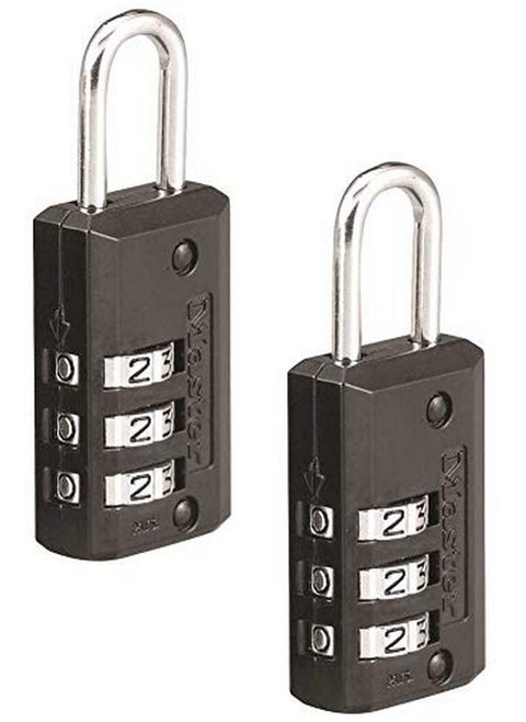 Master Lock Black Set Your Own Combination Luggage Lock, Custom Combo Suitcase Padlock for Travel Bags or Backpacks, 646T , 2 Count ( Pack of 1)