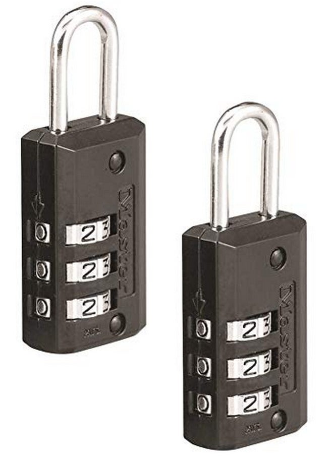 Master Lock Master Lock Black Set Your Own Combination Luggage Lock, Custom Combo Suitcase Padlock for Travel Bags or Backpacks, 646T , 2 Count ( Pack of 1)  - Image 1