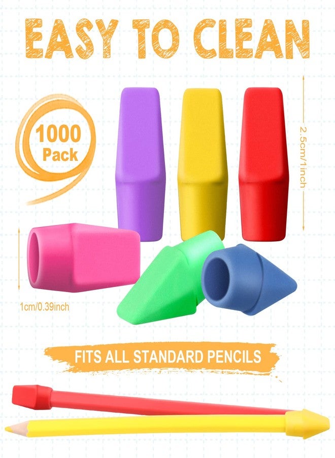 Fainne 1000 Pcs Pencil Eraser Caps Bulk Pencil Eraser Tops Valentine Party Favors Back to School Supplies No Latex for Kids Rewards Gifts for Classroom Prizes Teacher Art Drawing Supply(Bright Color) - Image 2