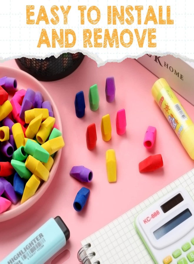 Fainne 1000 Pcs Pencil Eraser Caps Bulk Pencil Eraser Tops Valentine Party Favors Back to School Supplies No Latex for Kids Rewards Gifts for Classroom Prizes Teacher Art Drawing Supply(Bright Color) - Image 5