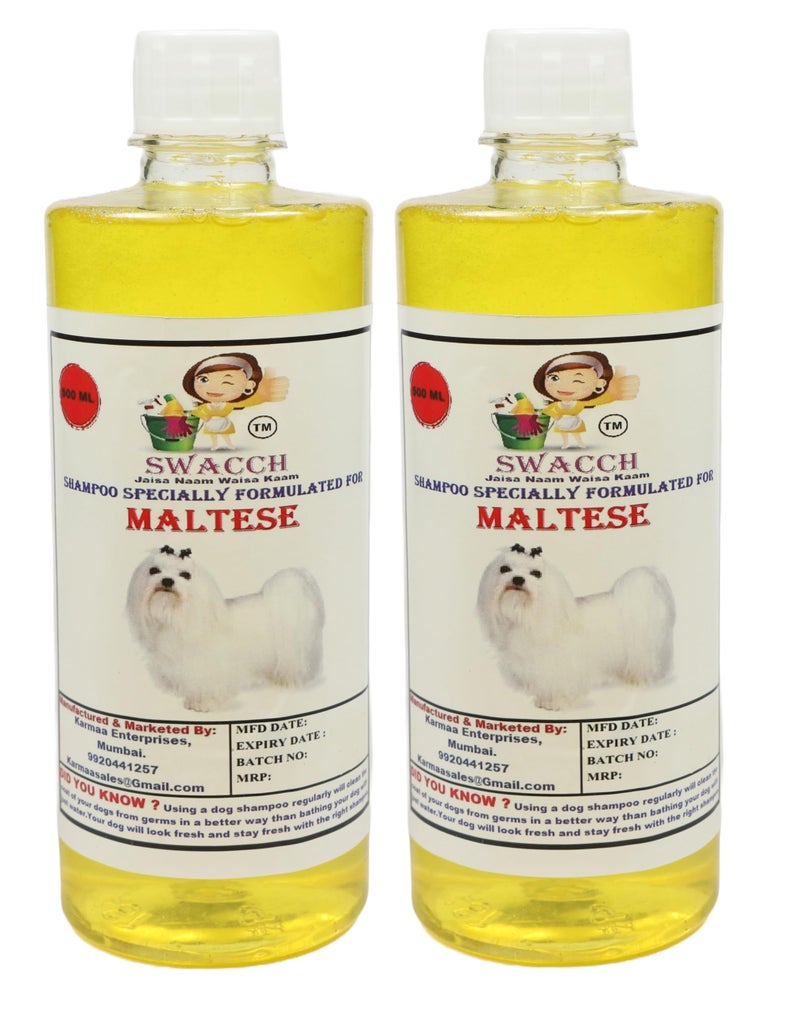 swacch Maltese Dog Shampoo + Dumbbell Toy I Durable Rubber Dog Toy for Chewing I Playing,Teeth Cleaning & Training Toy I Combo Pack I 500ml Pack of 2 Lemon - Image 2