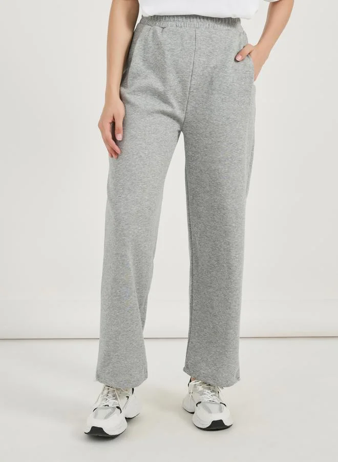 Styli High Rise Plain Joggers with Toggle Cuffed Detail