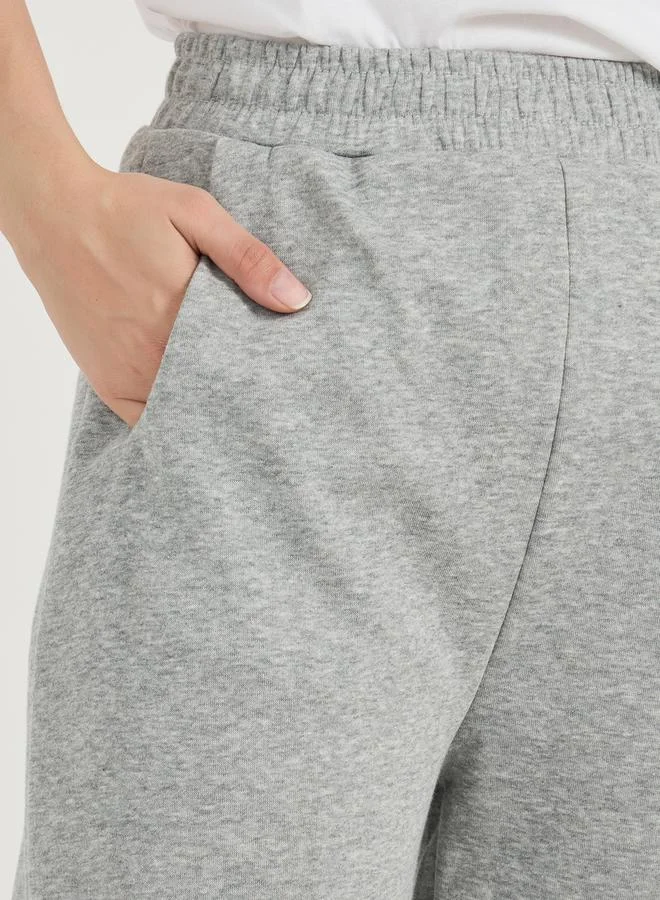 Styli High Rise Plain Joggers with Toggle Cuffed Detail