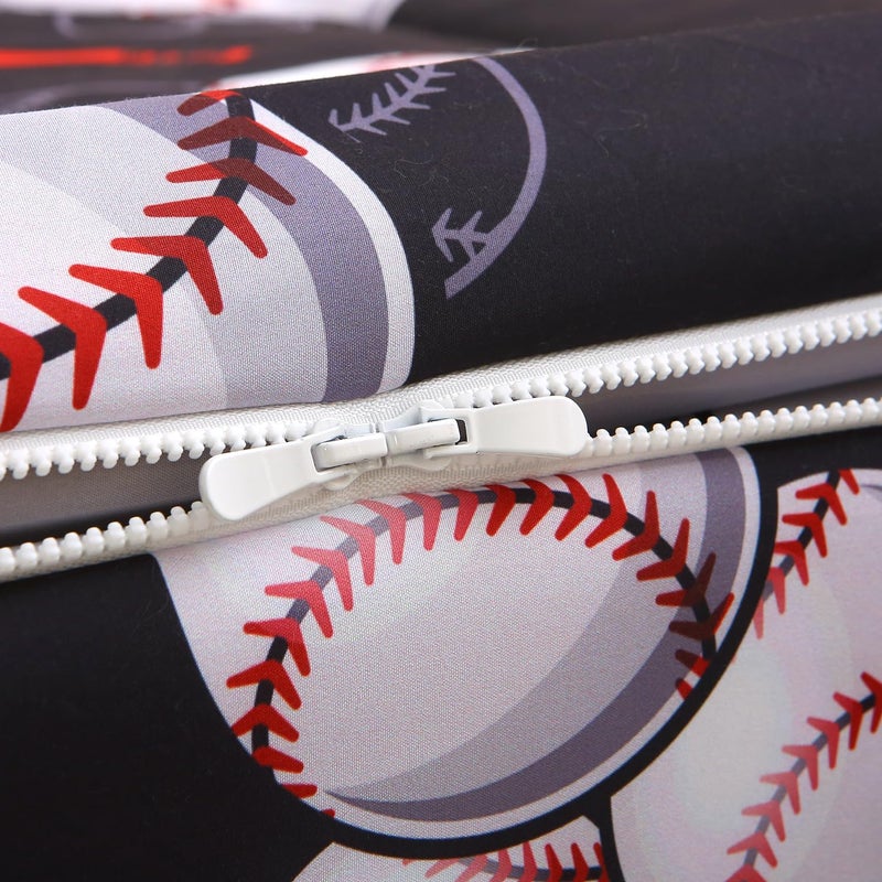 HLGBED Boys Baseball Bedding Comforter Sets Zipper Bedding Set for Kids Black Sports Bed Set for Children Bedroom Decor - Image 5