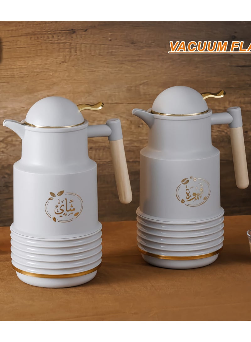 طقم ترامس من قطعتين من رويال كاميل 1لتر + 1 لتر رمادي فاتح/ذهبي