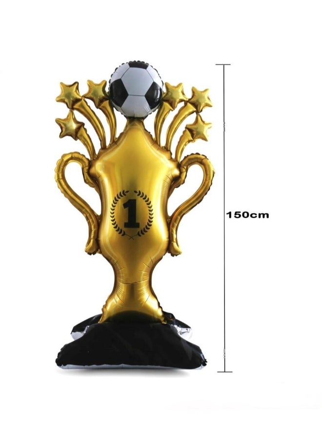 Toyland Football Trophy Foil Balloon Stand 150cm – Gold Winner Cup Balloon with Soccer Ball Top – Kids Birthday & Sports Party Decoration - Image 2