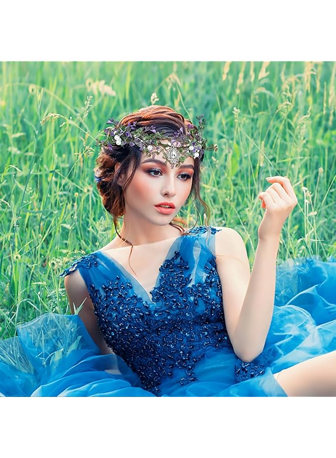 إكسفور عصابة رأس على شكل زهرة بوهو للبنات، تاج زهور قابل للتعديل لحفلات الزفاف والمهرجانات والحفلات، إكسسوار شعر مثالي للفتيات الصغيرات والأطفال - Image 3