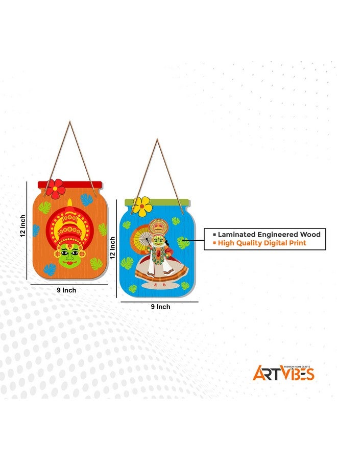 Artvibes Kathakali Decorative Wall Art MDF Wooden Wall Hanger for Living Room | Bedroom | Office | Gift | Wall Hanging For Home Decoration | Home Decor Items (WH_6813N), Set of 2 - Image 5