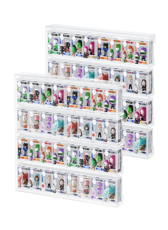 WINKINE Acrylic Display Bitty Protector Case Compatible with Funko Bitty Pop, Clear 32 Slots Figure Display Shelf for Countertop & Wall-mount, Mini Collection Case, Figure Holder Stand, 2 Pack(Clear) - Image 1